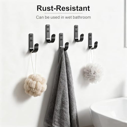15 Pack Black Metal Wall Mount Hooks for Hanging Coats & Towel (15 Count)