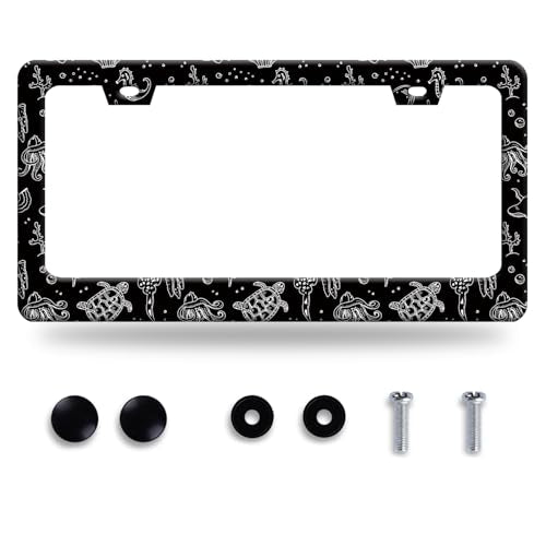 Turtles Print License Plate Frame Stainless Steel Car Accessory 6.3x12.3In
