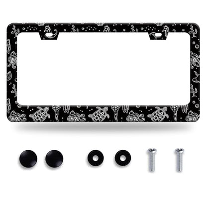 Turtles Print License Plate Frame Stainless Steel Car Accessory 6.3x12.3In