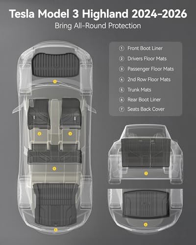 Floor Mats with Metal Pedal for Tesla Model 3 Highland 2024