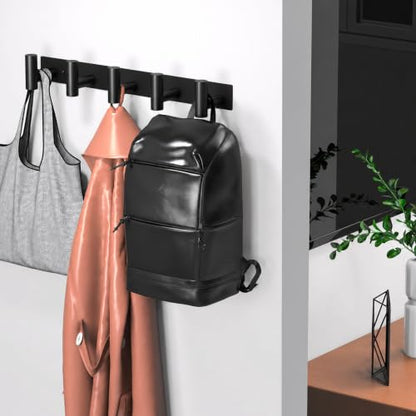 Coat Rack Wall Mounted with 5 Hooks (2 Count)
