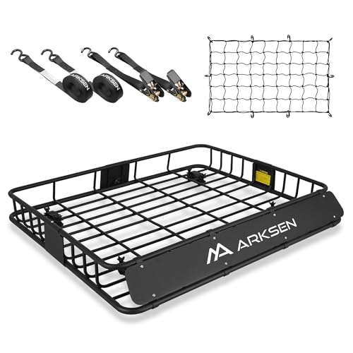 43" x 50" x 6" Extra Wide Roof Rack Basket with Net&Ratchet Straps