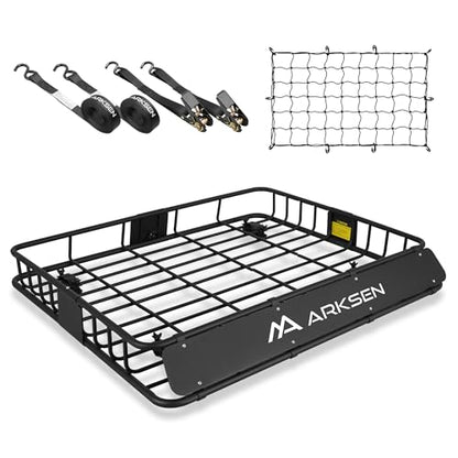 43" x 50" x 6" Extra Wide Roof Rack Basket with Net&Ratchet Straps