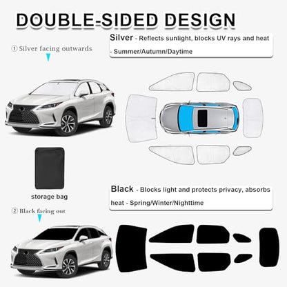 8pcs Thicken Full Sun Shades for Lexus RX 2016