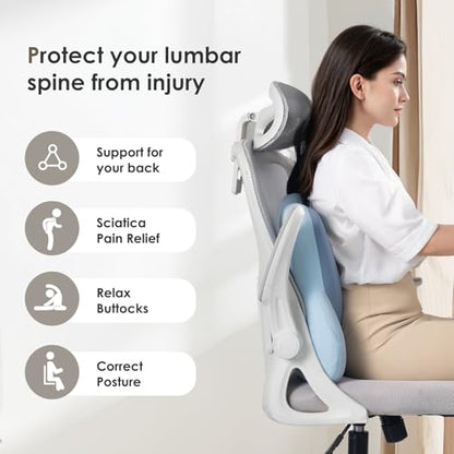 Lumbar Support with Car headrest Back Pillow for Chairs Headrest Pillow for Car Ergonomic Ultrathick Memory Foam Back Pillow for Office Chair
