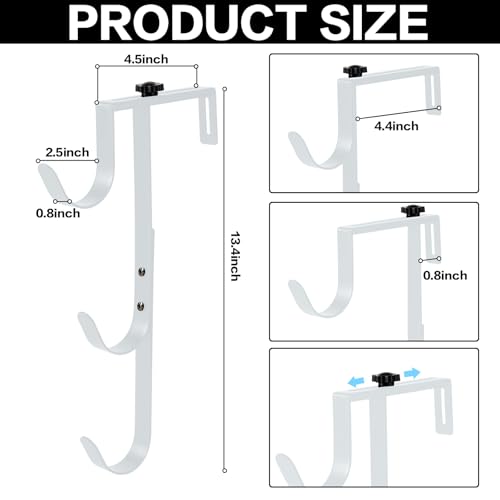 2Pcs White Pool Pole Hangers Adjustable Pool Fence Hooks for Pool Equipment