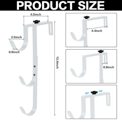 2Pcs White Pool Pole Hangers Adjustable Pool Fence Hooks for Pool Equipment