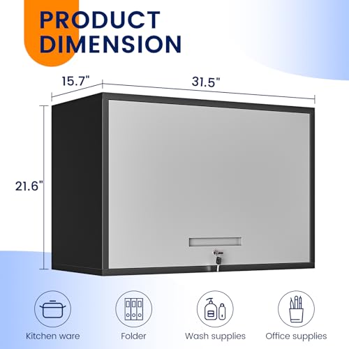 Metal Wall Cabinet with Doors and Shelves