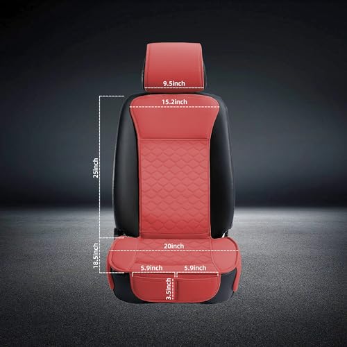 Leather Car Seat Covers Front 2PC Waterproof Sporty Red