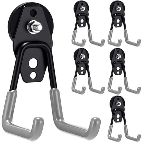 6 Pcs Large Magnetic Hooks Heavy Duty Garage Magnet Hooks Strong Storage Utility Magnetic Hangers with Anti Slip Rubber Coating for Indoor and Outdoor Hanging (6 Count)