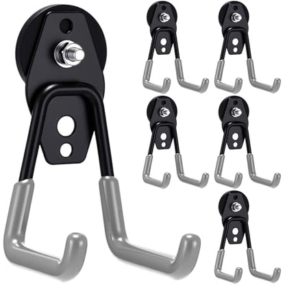 6 Pcs Large Magnetic Hooks Heavy Duty Garage Magnet Hooks Strong Storage Utility Magnetic Hangers with Anti Slip Rubber Coating for Indoor and Outdoor Hanging (6 Count)