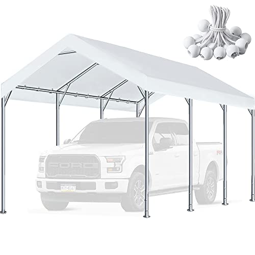 10'x20' Carport Replacement Top Canopy Cover for Car Garage Shelter Tent Party Tent with Ball Bungees White