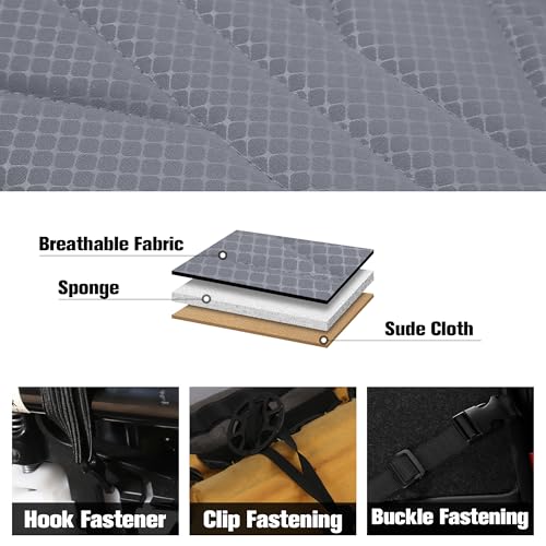 Luxury Faux Leather&Fabric Car Seat Covers Full Set with Breathable 3D Foam Back Support (5 Count)