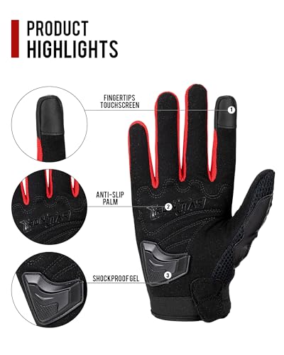Motorcycle Gloves Touch Screen for Men Women Padding Hard Knuckle Cycling Motorbike ATV Hiking Riding Climbing Glove
