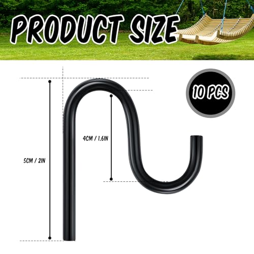 10 Pcs 2'' Long Shed Hooks Shed Accessories Without Drilling Hole for Hanging Heavy Duty Individual Utility Hooks Universal Wall Mounted J Utility Hangers for Tools Shovels Rakes (10 Count)