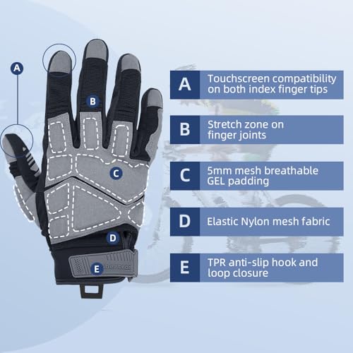 SPS 1 Unisex Touchscreen Road Racing Motorcycle MTB Sports Gloves Also fit BMX MX ATV Mountain Bike Bicycle Cycling Off