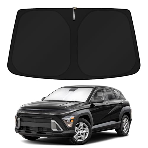 Windshield Sun Shade for 2024 2025 2026 Hyundai Kona Accessories Custom Fit Sunshade Sun Protector Foldable Blocks UV Rays Keep Cars Cooler