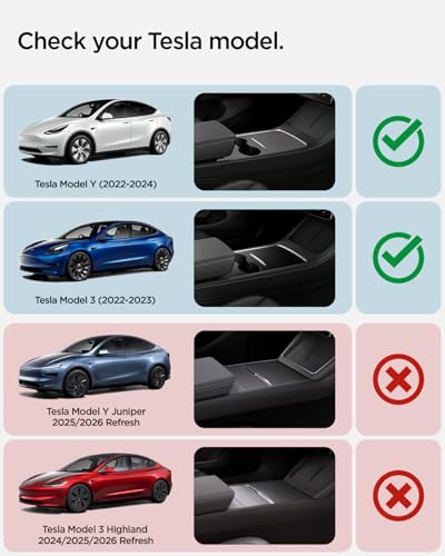 3-in-1 Organizer Mount for Legacy Tesla Model Y 2022-2024 & Model 3 2022-2023 (Watch Charger Not Included) - Uses Tesla Wireless Charging Pad - for iPhone, AirPods, Apple Watch