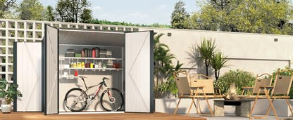 4' x 7' Waterproof Metal Lean to Bike Storage Shed