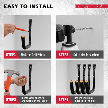 4 Piece 15" 100 Lbs Heavy Duty Garage Storage Hooks (4 Count)