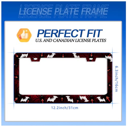 Bats Pattern License Plate Frame Stainless Steel Accessory 12.3x6.3 Inch