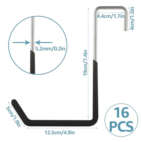 16 Pack Rafter Hooks Heavy Duty Rafter Hanger Vinyl Coated Large S Hooks for Hanging Ladder Bike Hangers Garage Storage Organizer (16 Count)
