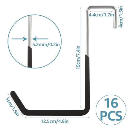 16 Pack Rafter Hooks Heavy Duty Rafter Hanger Vinyl Coated Large S Hooks for Hanging Ladder Bike Hangers Garage Storage Organizer (16 Count)