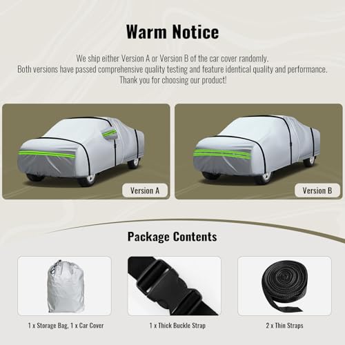 6 Layers Heavy Outdoor Pickup Full Car Cover Hard Shell Zipper Design Waterproof All Weather Weatherproof UV Sun Protection Snow Dust Storm Resistant with Straps