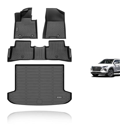 Floor Mats & Cargo Liner Custom for 2021 2020 2019 2018 2017 2016 Hyundai Tucson Car Mats Automotive Cargo Mat Trunk Mat Hyundai Tucson All Weather Floor Mats Trunk Liner Black