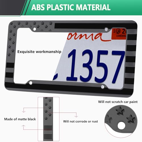 Black American Flag License Plate Frame