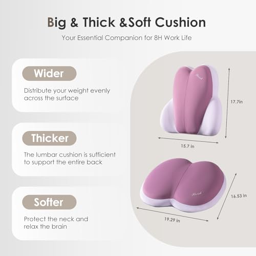 Car Seat Cushion and Back Support for Car Ultrathick Memory Foam Office Chair Cushions with Lumbar Support Pillow for Sciatica & Back & Tailbone Pain Relief