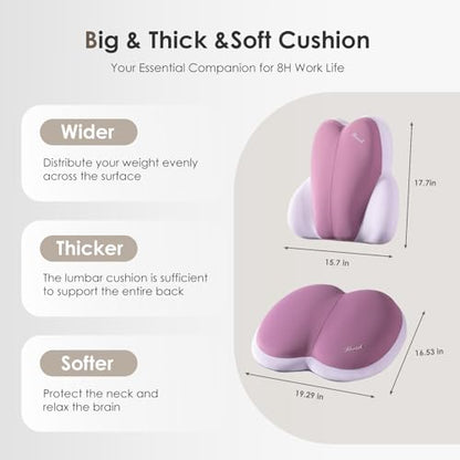 Car Seat Cushion and Back Support for Car Ultrathick Memory Foam Office Chair Cushions with Lumbar Support Pillow for Sciatica & Back & Tailbone Pain Relief