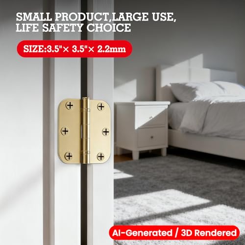 Rounded Door Hinges Polished Brass 3.5 Inch 5 (6 Count)