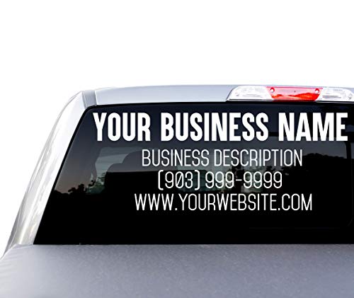 Large Custom Business Name and Website Description Text Decal Sticker for Car Windows
