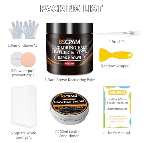 Dark Brown Leather Recoloring Balm with 100ml Mink Oil