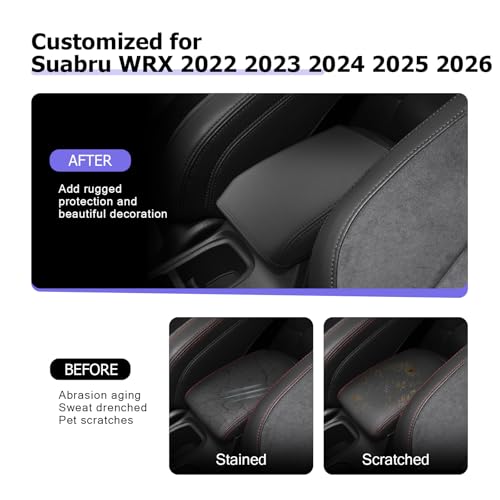 2025 2026 WRX Center Console Cover Compatible with 2022 2023 2024 2025 2026 Subaru WRX Accessories 2025 2026 WRX Armrest Cover [Standard Six