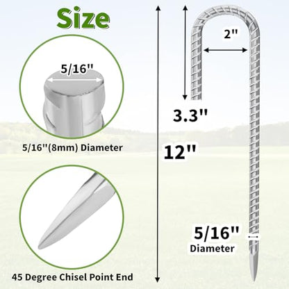 12 Inch Ground Stakes Heavy Duty J Hook 30 (30 Count)