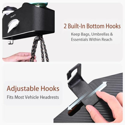 Back Seat Car Organizer with Cup Holders Tissue Box