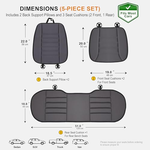 5 Piece Car Seat Cushion Set with Back Support (5 Count)
