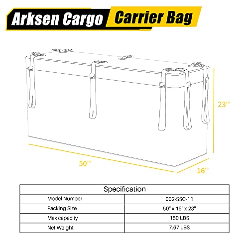 Hitch Cargo Carrier Bag for 19" x 53" Baskets Waterproof 10.75 Cubic Feet Large Capacity Luggage Storage
