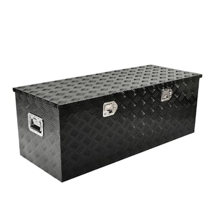 48In Aluminum Tool Box 5 Bar Tread Chest Box Flatbox for Truck Car Outdoor