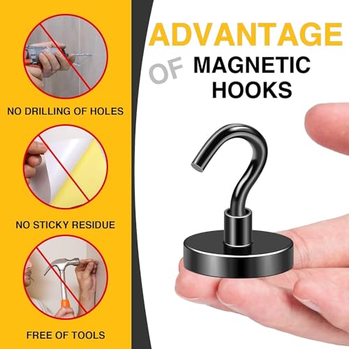 Magnetic Hooks 8pcs 120lbs Cruise Essentials 2026 Magnet Hook Black (8 Count)