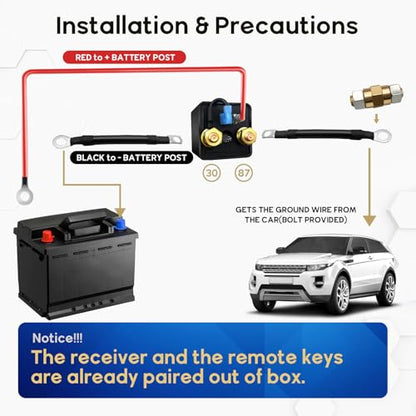 Side Post Remote Battery Disconnect Switch 12V