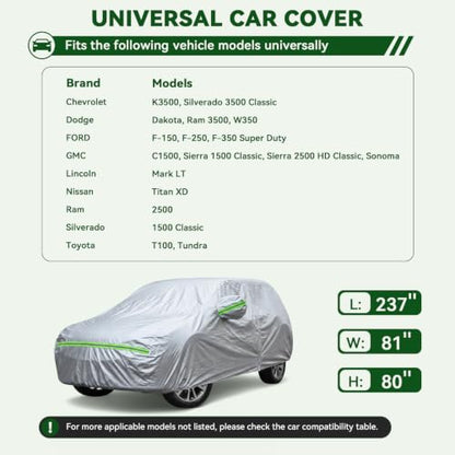6 Layers Premium Truck Car Cover Waterproof All Weather Weatherproof UV Sun Protection Snow Dust Storm Resistant Outdoor Exterior Custom Form