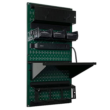 Power Tool Storage Organizer Kit Cordless Drill Holder Charging Station Rack 16” x 32” Metal Pegboard Organization System