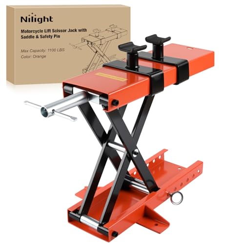 Motorcycle Lift 1100 LBS ATV Scissor Jacks with Saddle Safety Pin Crank Handle 3.7"
