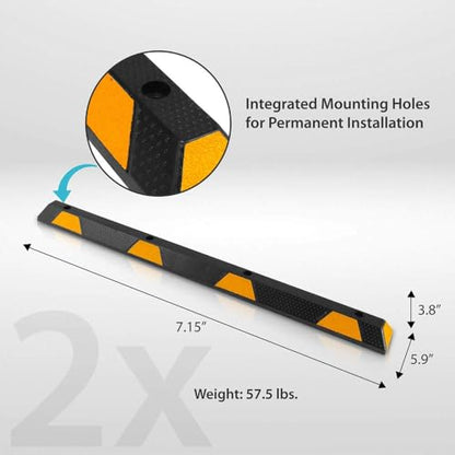Heavy Duty Wheel Stop Garage Parking Aid for Cars & Trucks (2 Count)
