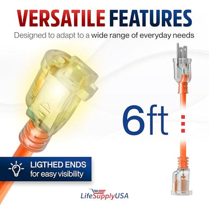 6ft Outdoor Indoor Extension Cord 16