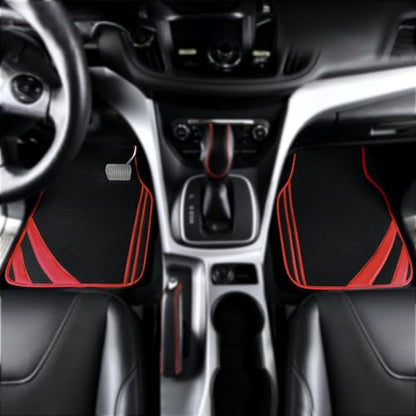 Red Edge Leather Car Floor Mats