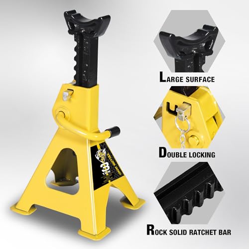 Car Jack Stands 3 Ton with Double Locking and Large Foot Base for Lifting SUVS (2 Count)